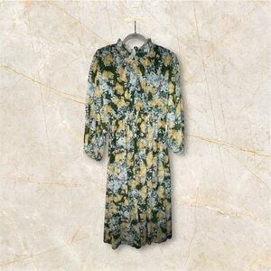 JODIFL Floral Yellow & Green Midi Dress, gorgeous. Like new. Worn once for hour!